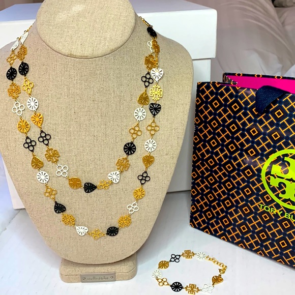 NWOT 2 PC Tory Burch Long/Doubled Necklace & Bracelet Set - Picture 4 of 8